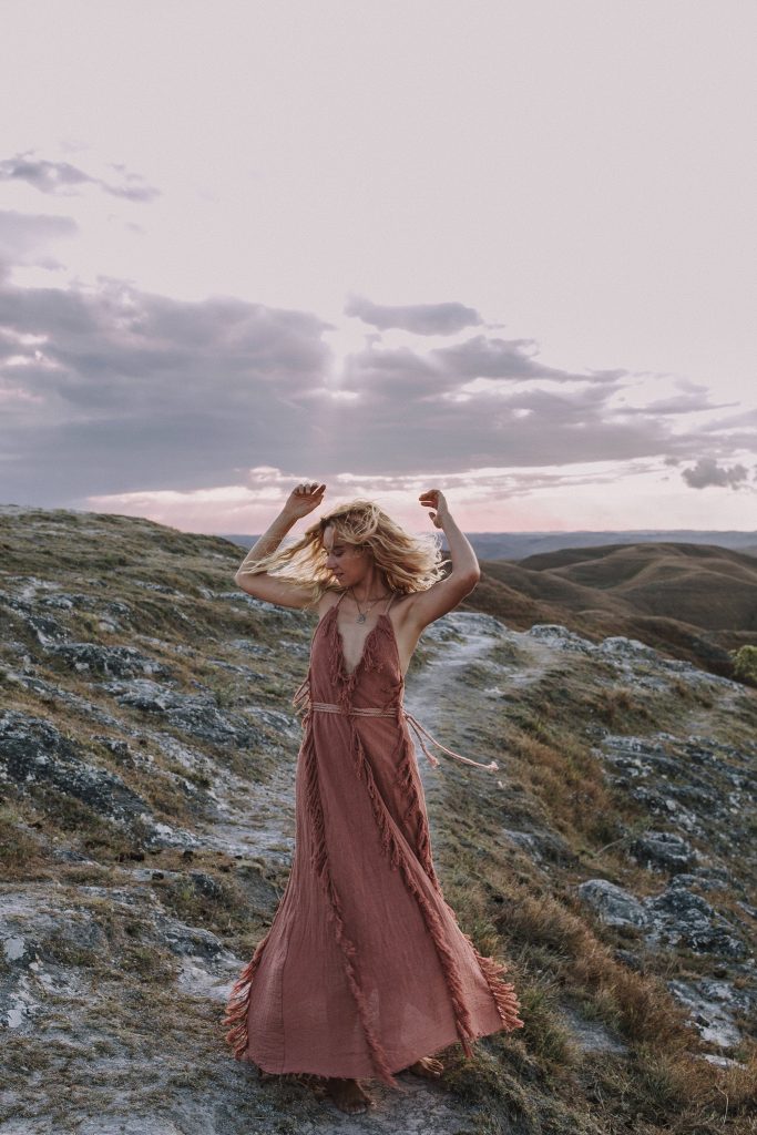 Dusty Pink Maxi Dress Bohemian Evening Belted Bridesmaid