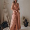 Dusty Pink Maxi Dress Bohemian Evening Belted Bridesmaid