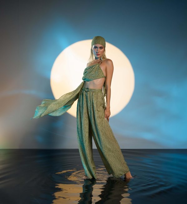 Boho Gypsy Set Pants Top Handwoven Cotton Two