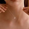 Minimalist Opal Necklace 925 Sterling Silver Women White