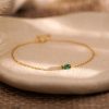 Emerald Gemstone Bracelet Marquise Zircon Chain Sterling Silver