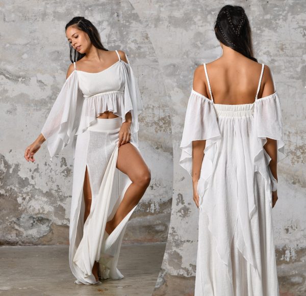 Off Shoulder White Boho Top Elegant Chic Women