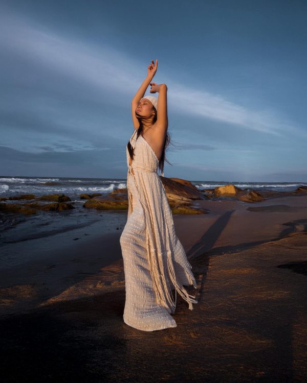 Maxi Top Boho Chic Open Back Cotton Fringe