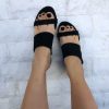 Black Sandals Suede Heeled Mules Leather Slip On
