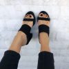Black Sandals Suede Heeled Mules Leather Slip On