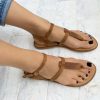 Leather T Strap Sandals Slingback Waxed Brown Color