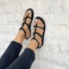 Black Leather Gladiator Sandals Greek Summer Shoes.