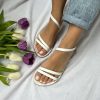 White Leather Sandals Gladiator Flats Wedding Bridal Shoes