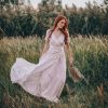 Linen Maxi Dress Boho Wedding Gown Summer Cream