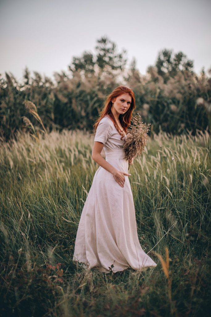 Linen Maxi Dress Boho Wedding Gown Summer Cream