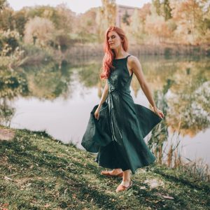 Handmade Double Wrap Linen Dress: Stylish Summer Clothing