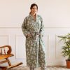 Long Hand Block Print Kimono Robe In Dusky