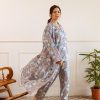 Long Hand Block Print Kimono Robe In Meadow