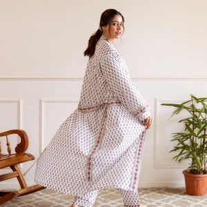 Long Hand Block Print Kimono Robe In Wild