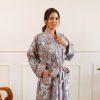 Long Hand Block Print Kimono Robe In Meadow
