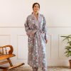 Long Hand Block Print Kimono Robe In Meadow