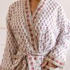 Long Hand Block Print Kimono Robe In Wild